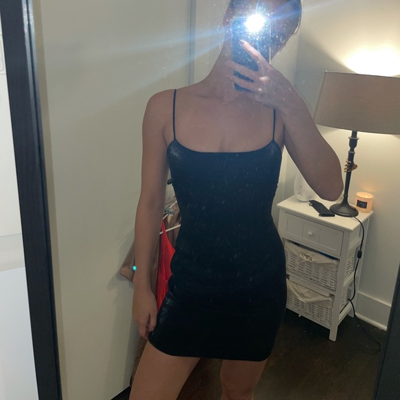 Nasty-gal sheen little black mini dress 🖤 - Picture 4 of 5